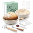 Load image into Gallery viewer, Saint Germain Bakery Premium Round Bread Banneton Basket with Liner - Perfect Brotform Proofing Basket for Making Beautiful Bread - Ultimate Bread Bundle (2x 9" Round Basket)