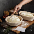 Load image into Gallery viewer, Saint Germain Bakery Premium Round Bread Banneton Basket with Liner - Perfect Brotform Proofing Basket for Making Beautiful Bread - Ultimate Bread Bundle (9 in. Round/10 in. Oval)