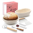 Load image into Gallery viewer, Saint Germain Bakery Premium Round Bread Banneton Basket with Liner - Perfect Brotform Proofing Basket for Making Beautiful Bread - Ultimate Bread Bundle (9 in. Round/10 in. Oval)