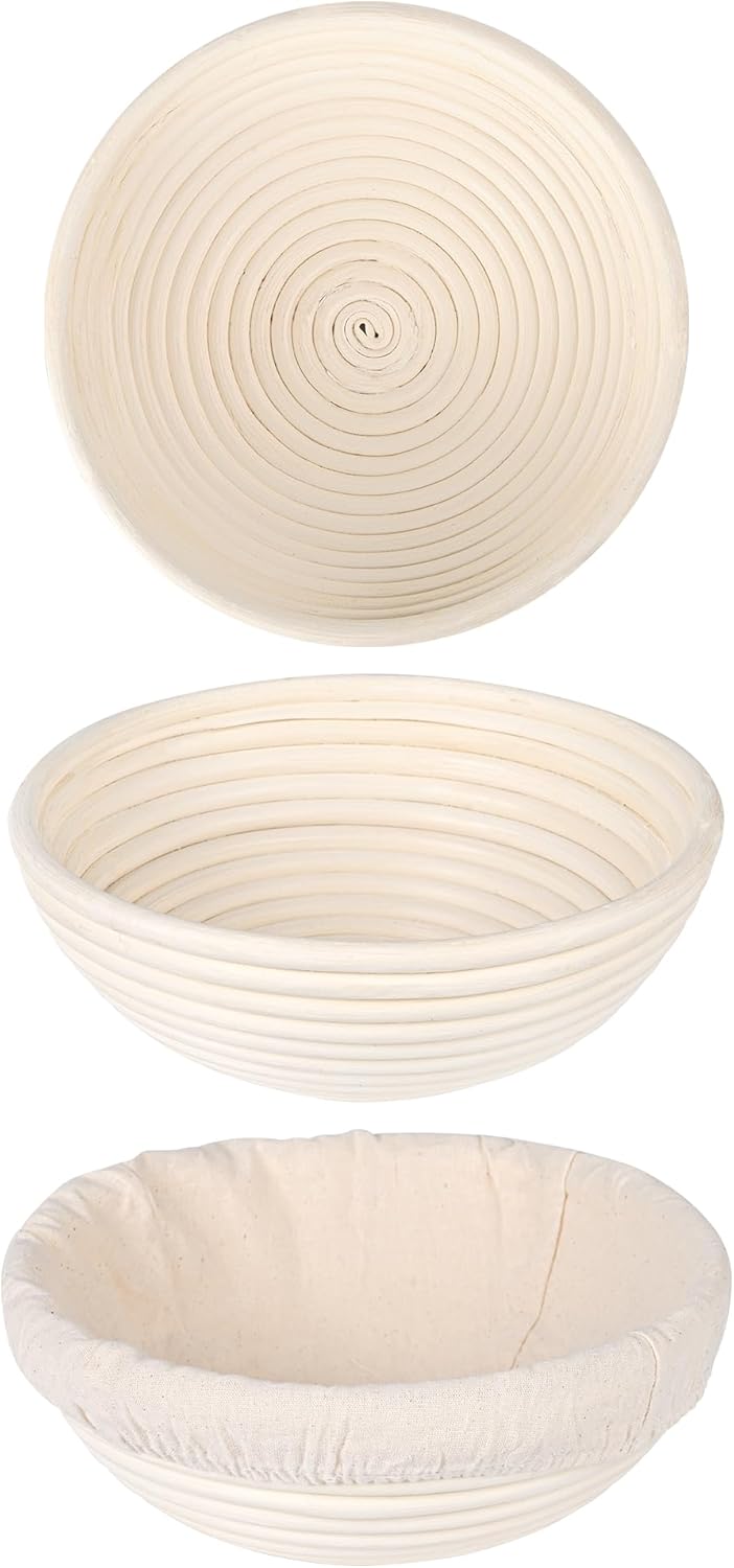 Premium Round Bread Banneton Basket with Liner (Set of 2 - 9" Round Baskets)