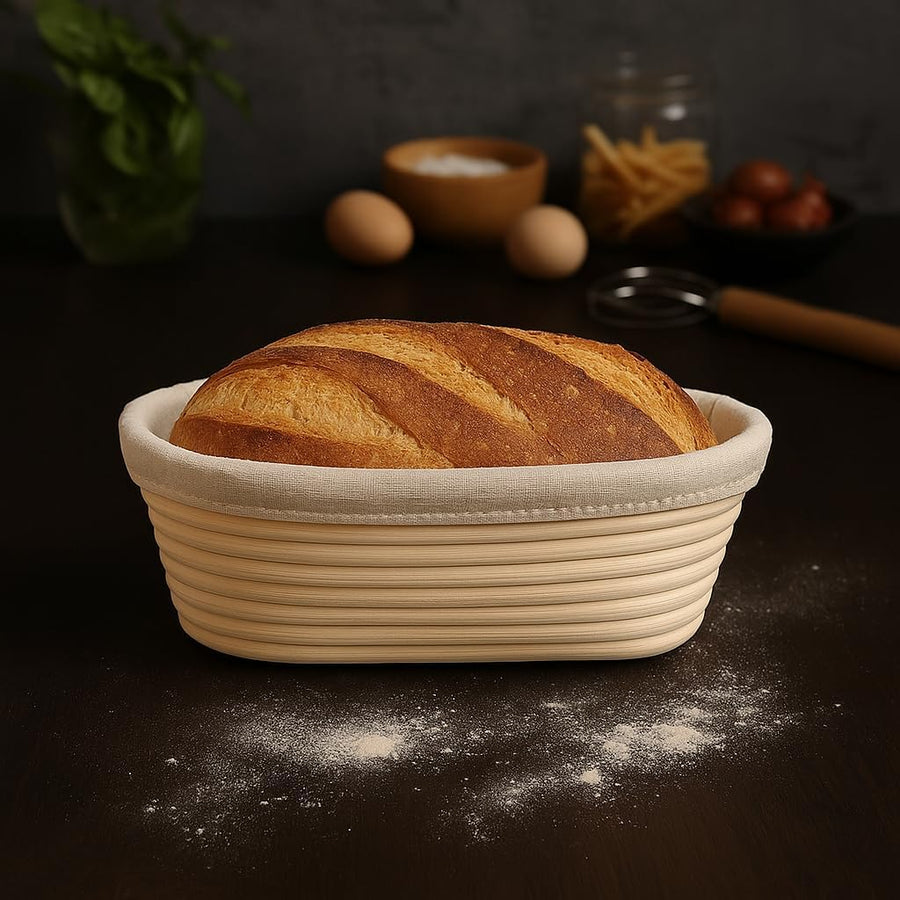Premium Oval Bread Banneton Basket with Liner (Set of 2 - 10” Oval Baskets)