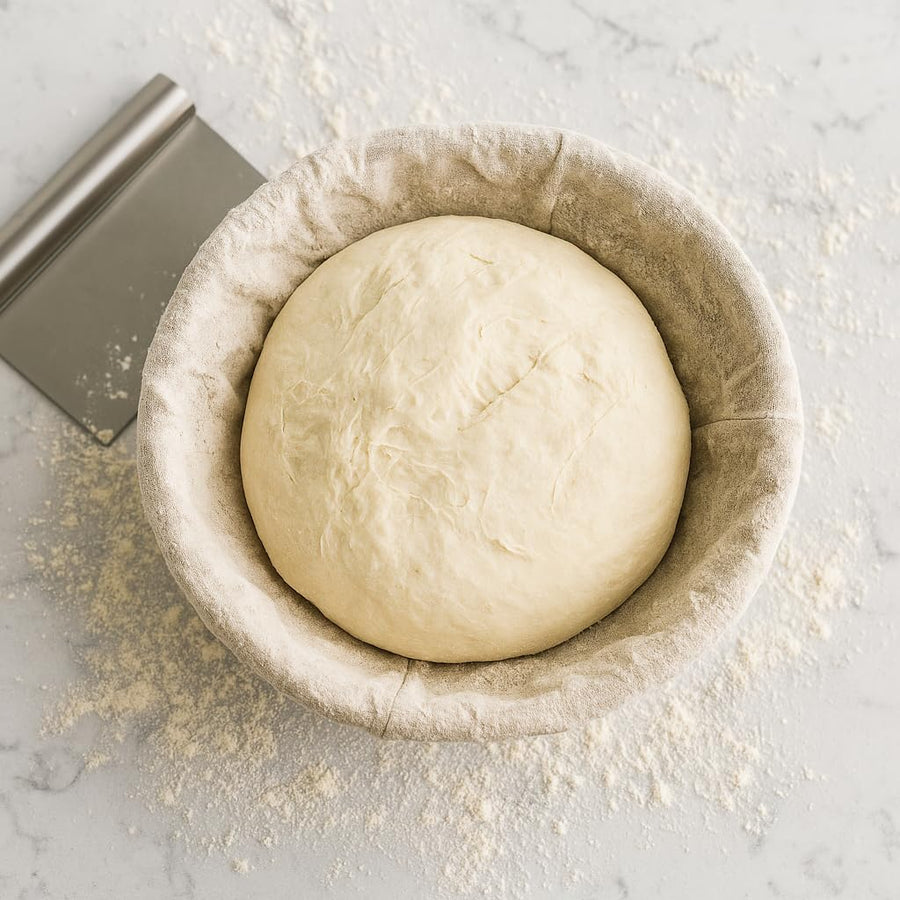 Round Banneton Proofing Basket and Bread Lame Set – 9 Inch Natural Rattan Bread Basket with Liner, 10 Blades & Leather Cover – Sourdough Baking Kit Gift for Beginners and Bakers